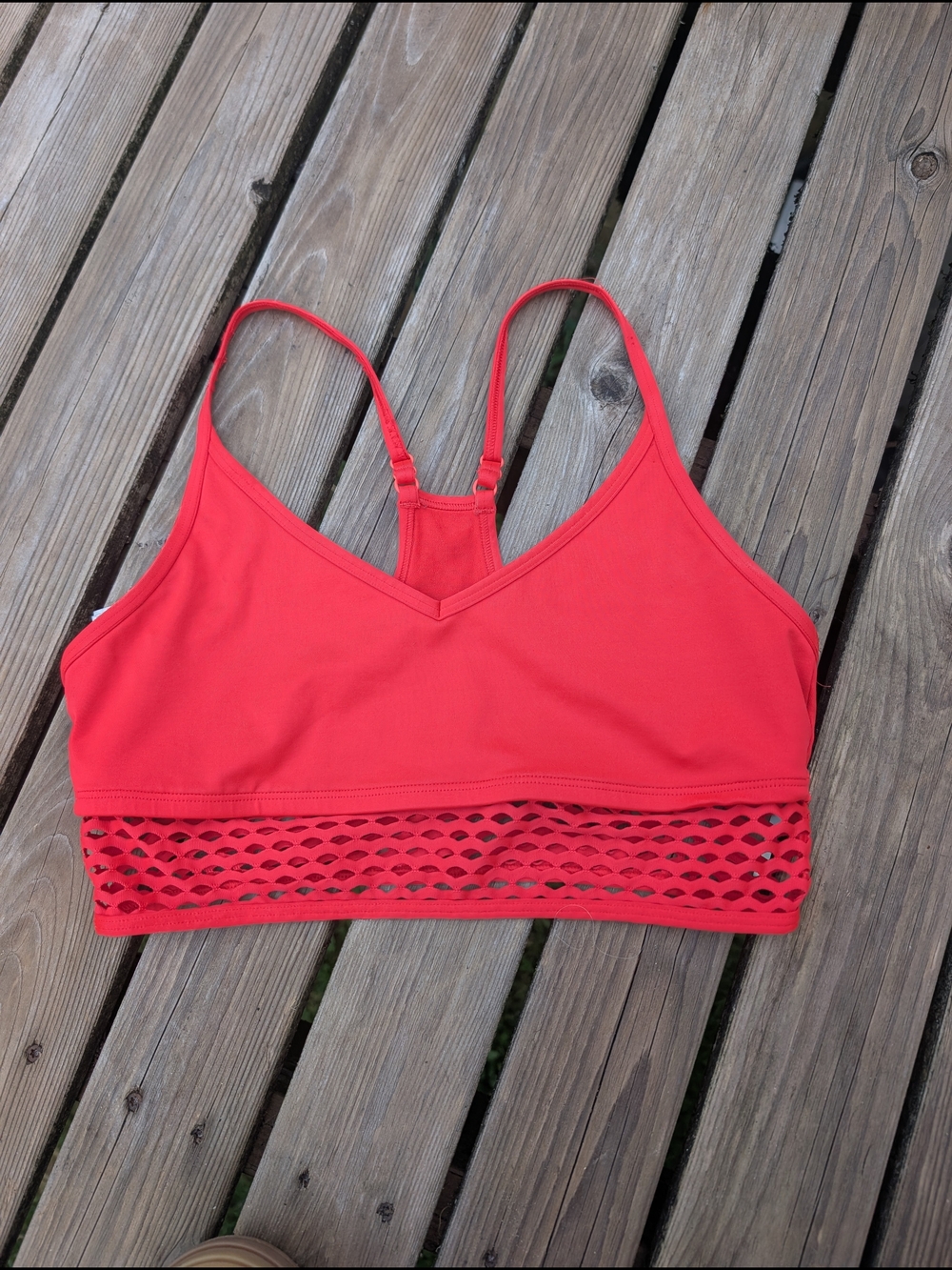 PINK Victoria's Secret Red Strappy Mesh-Band Sports Bralette